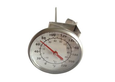 Large Dial SS Milk Steaming Thermometer , Milk Temperature Thermometer With Pan Clip