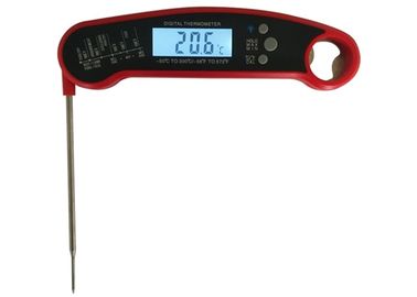 Red Plastic Housing Digital Meat Thermometer , Bbq Grill Thermometer For Smoker