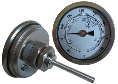 3" Dial Weldless Brewing Thermometer , Stainless Steel Brew Thermometer With Washer / O - Ring
