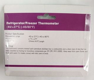 Mini Plastic Refrigerator Freezer Thermometer With Slim Body 124*30*12mm