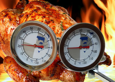 Stainless Steel Bimetal Microwave BBQ Meat Thermometer High Accuracy 3" Dial Diameter