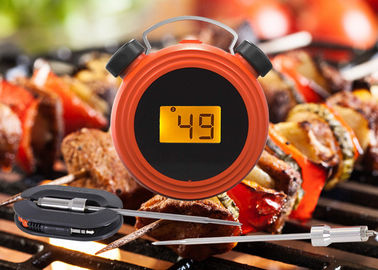 Clock Shape Orange Bluetooth Meat Thermometer With Two Probes High Accuracy