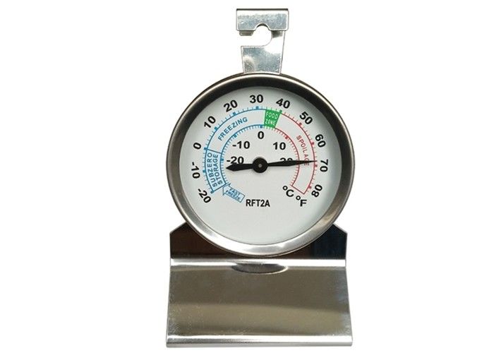 58mm Dial Refrigerator Freezer Thermometer , SS Hanging Fridge Thermometer