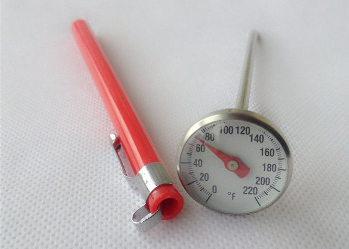 Stainless Steel Bimetallic Coffee Milk Thermometer Pocket Type With Plastic Sheath