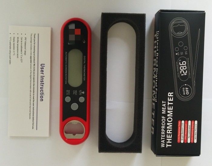 Black Red Bbq Food Thermometer / Fast Read Digital Thermometer With White Backlight