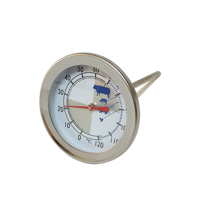 0-120°C Classic Style Meat Dial Thermometer With Animal Symbol No Need Battery
