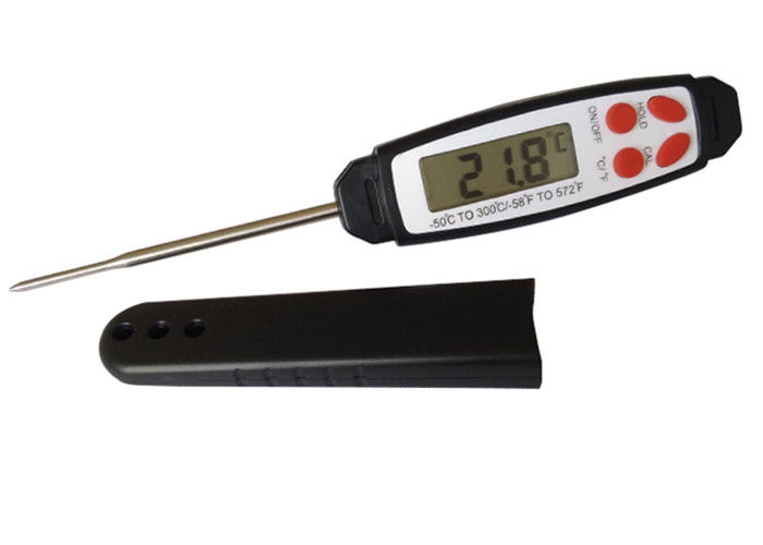 Black Waterproof Digital Food Thermometer With Stainless Steel Probe