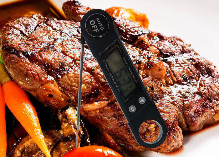 Ultra Fast Talking Kitchen Meat Thermometer Automatic Rotation Display For Blind Cook