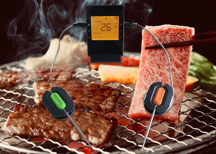 Black Color Bluetooth Barbecue Thermometer Wireless Control With 2 Probes